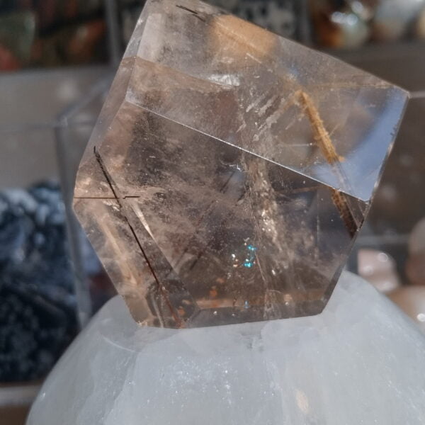 RUTILE QUARTZ CRYSTAL FREE FORM SMOKEY CLEAR POLISHED