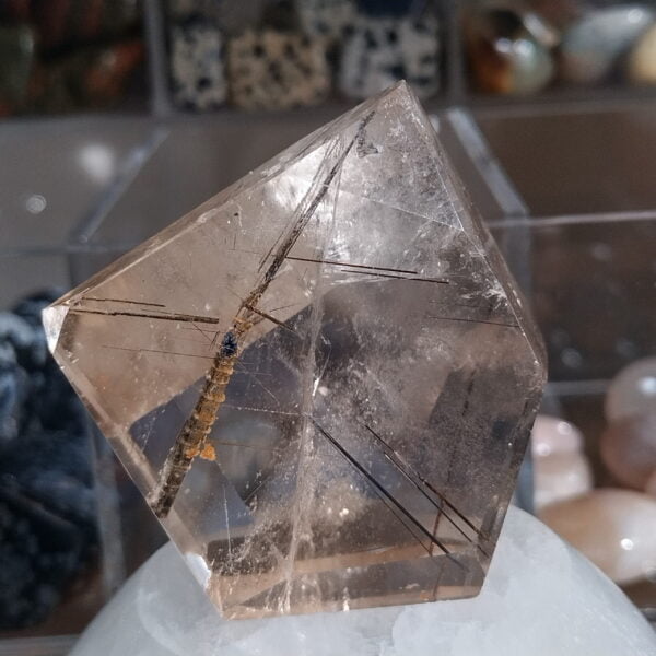 RUTILE QUARTZ CRYSTAL FREE FORM SMOKEY CLEAR POLISHED