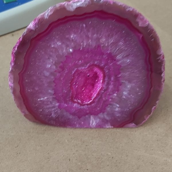 Agate Geode Cut Base Pink