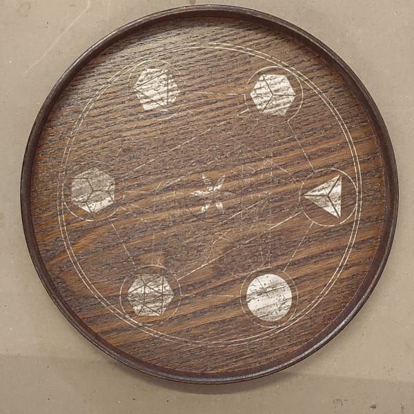 Decorated Wooden Tray Round 24cm